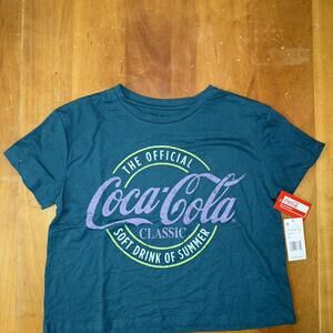 Coca Cola Teal And Purple Distressed Logo Crop Women's - NWT